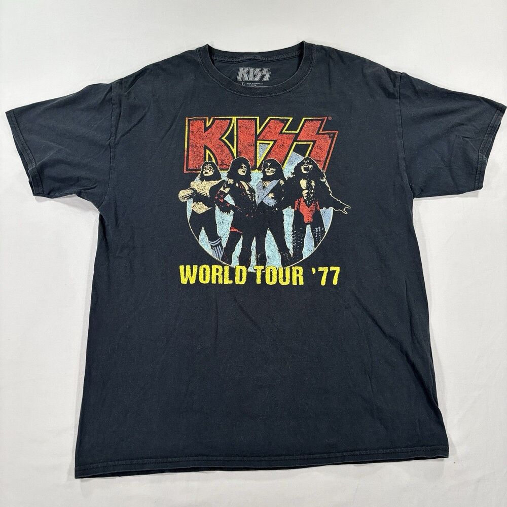 KISS "World Tour '77" Band Short Sleeve Graphic Tee L